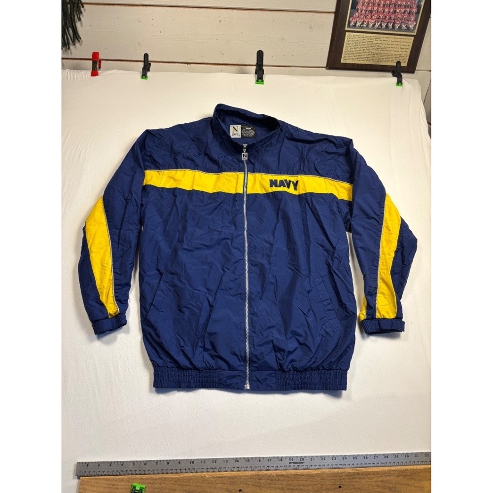 Rothco US Navy Track Jacket XL Blue Yellow Nylon Full Zip Windbreaker